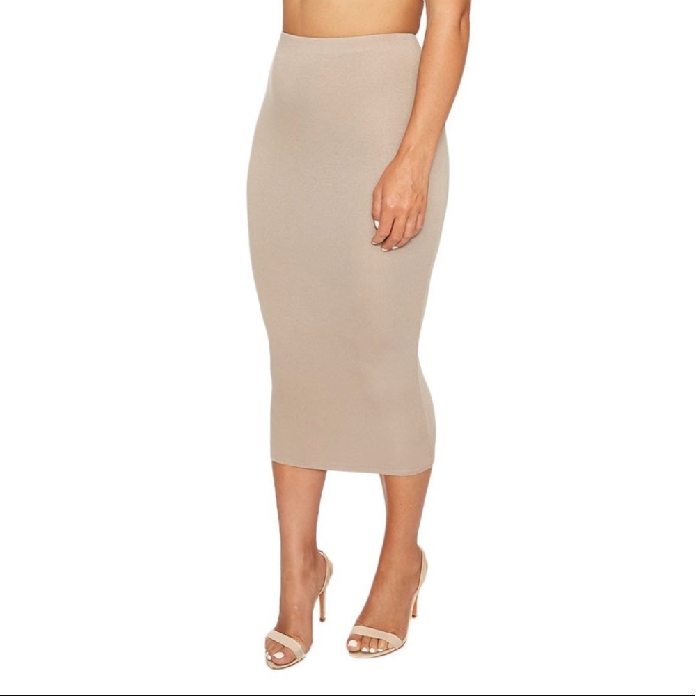 Naked Wardrobe nude high waist stretchy midi skirt - Picture 5 of 7